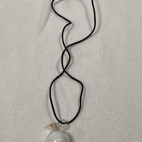 Unbranded Jewelry - Glass Vial Necklace with Cork Stopper Iridescent Glitter Orb on Black Cord